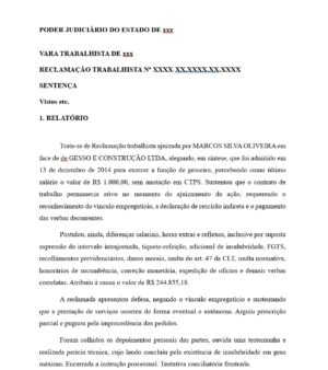 Direito Trabalhista - Seção 06 - SENTENÇA